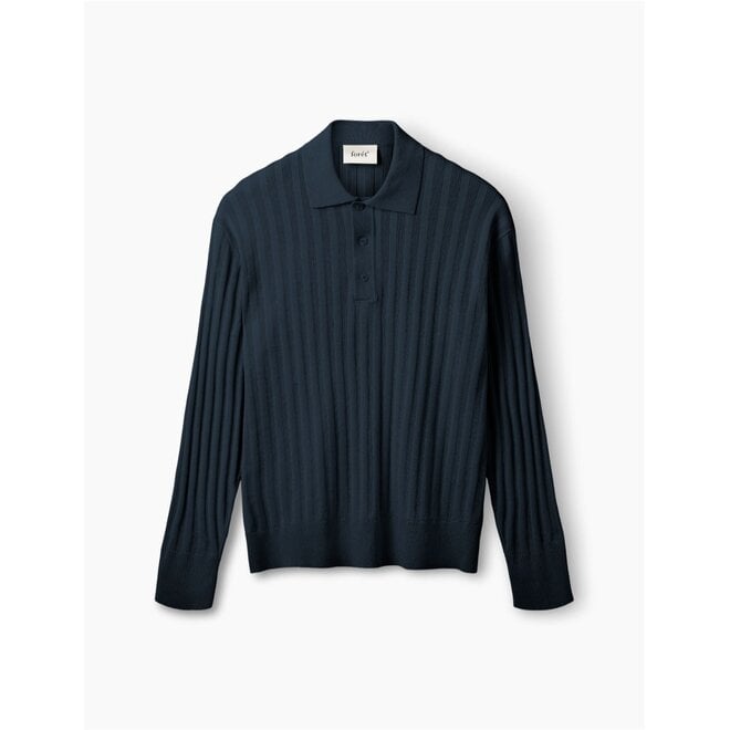 Base Cotton Linen Polo in Navy