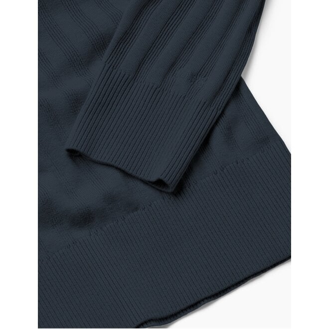 Base Cotton Linen Polo in Navy