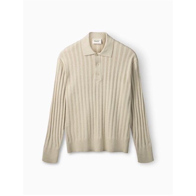 Base Cotton Linen Polo in Oatmeal