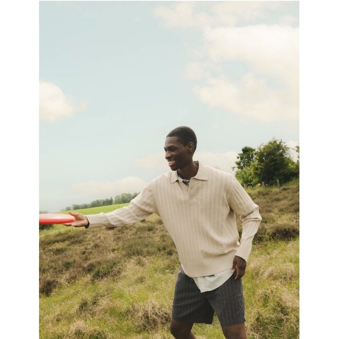 Base Cotton Linen Polo in Oatmeal