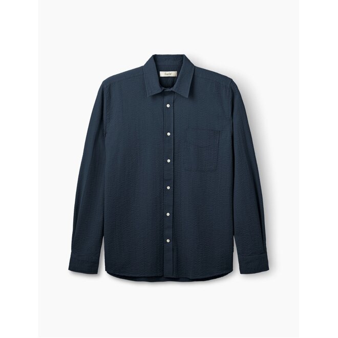 Maple Seersucker Shirt in Navy