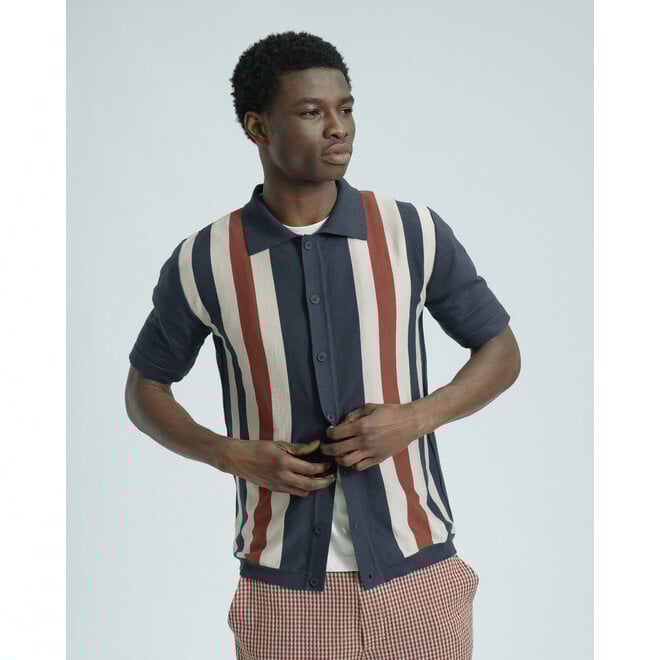 Velzy Stripe Knit Shirt in Navy/Multi