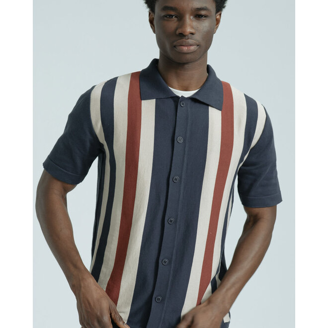 Velzy Stripe Knit Shirt in Navy/Multi