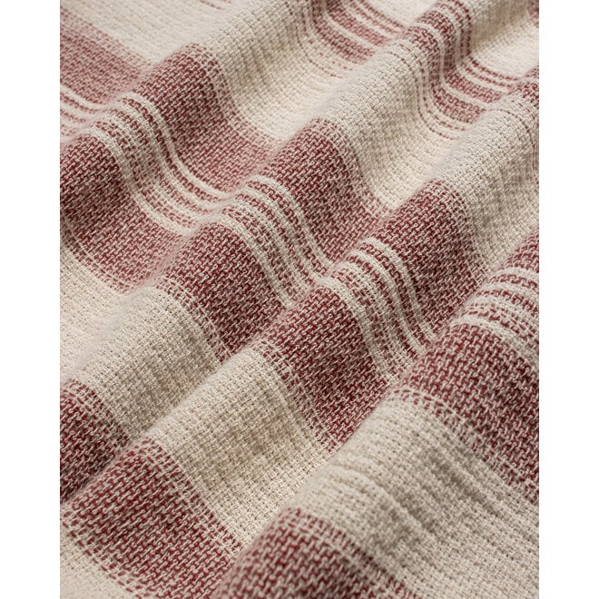 Selleck Slub Stripe Shirt in Sand/Red