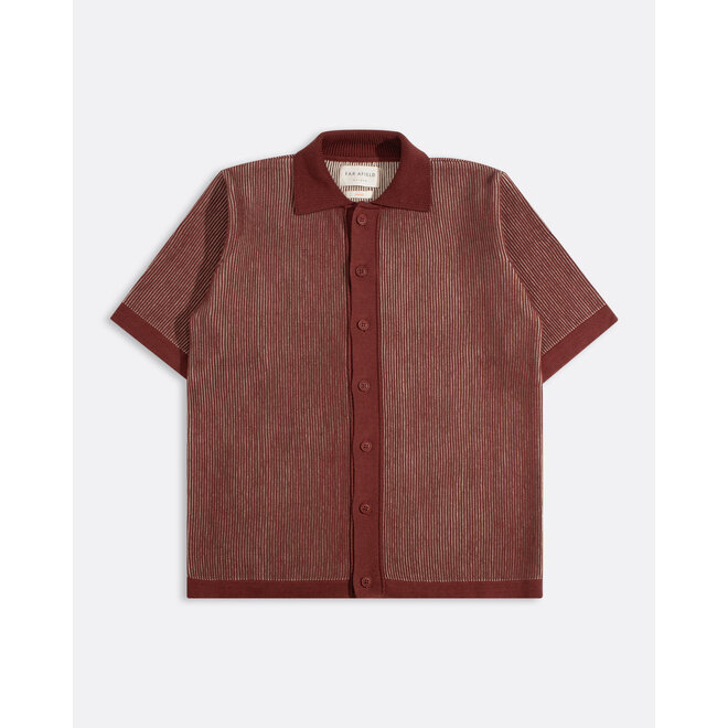 Velzy Knit Shirt in Burgundy/Sand