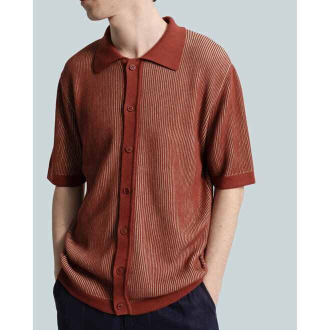 Velzy Knit Shirt in Burgundy/Sand
