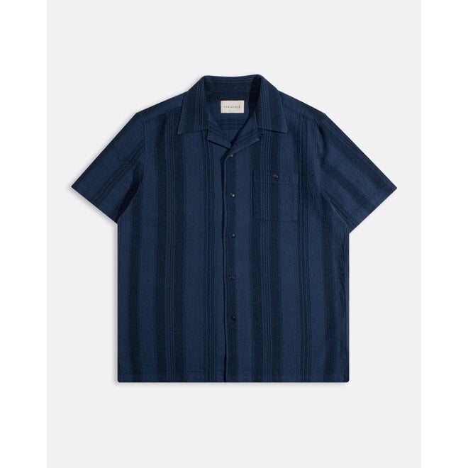 Selleck Slub Stripe Shirt in Blue/Navy