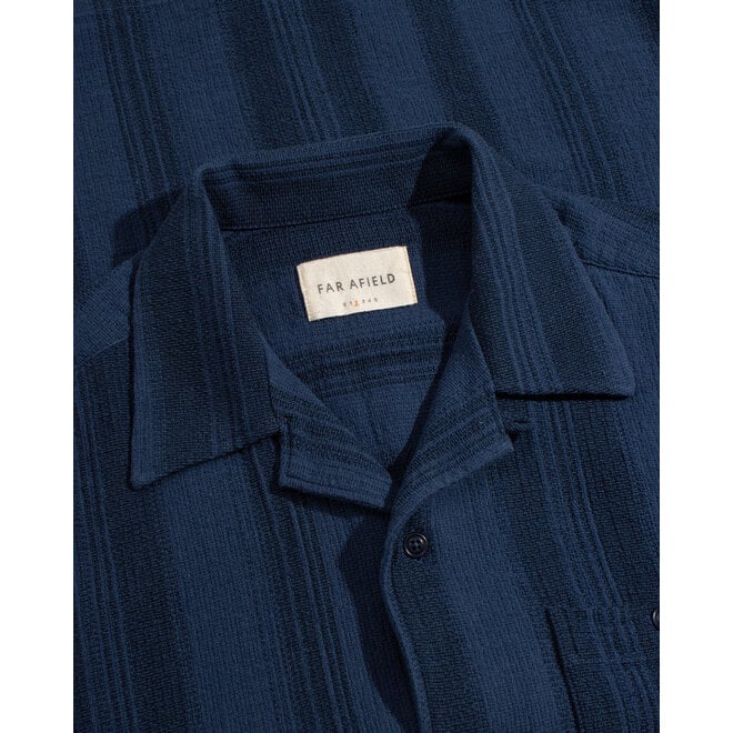 Selleck Slub Stripe Shirt in Blue/Navy