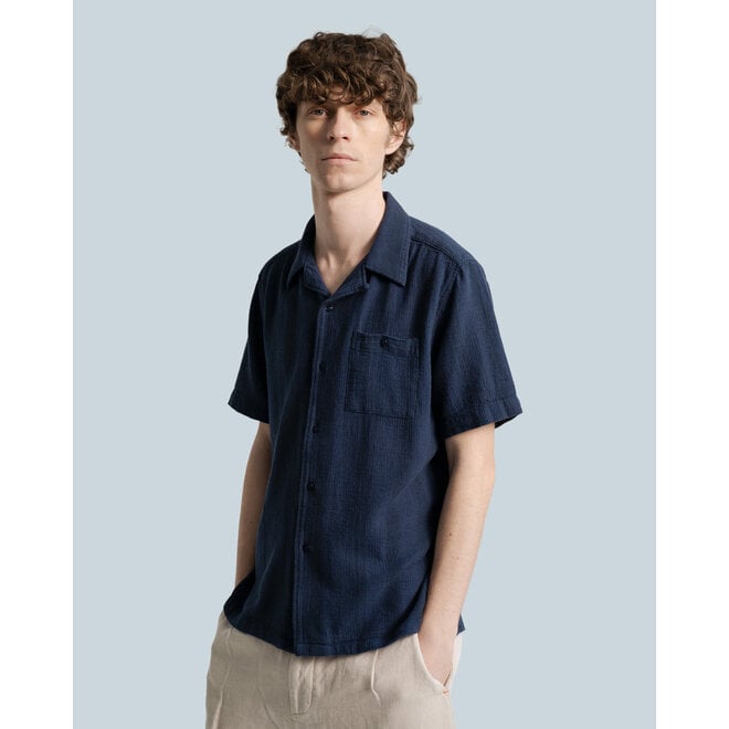 Selleck Slub Stripe Shirt in Blue/Navy