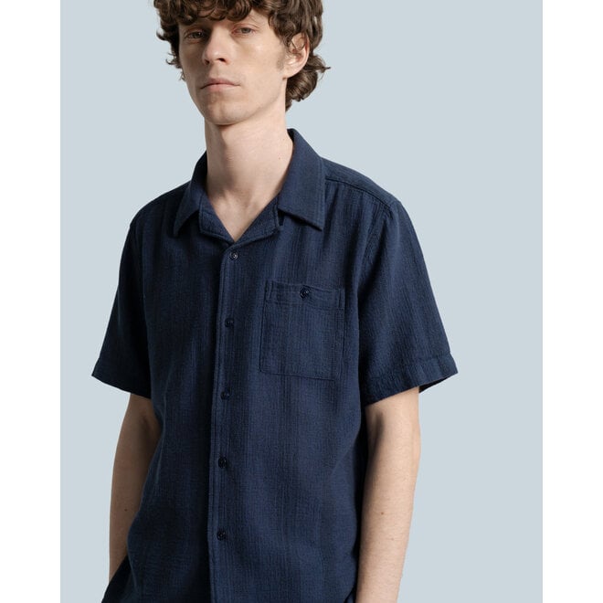 Selleck Slub Stripe Shirt in Blue/Navy