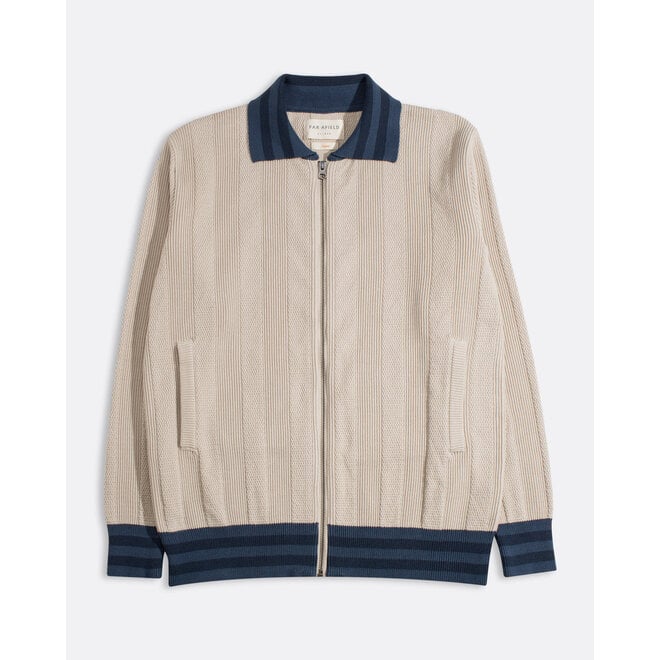 Aleksey Stripe Zip-Up in Sand