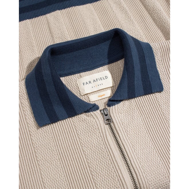 Aleksey Stripe Zip-Up in Sand