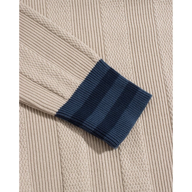 Aleksey Stripe Zip-Up in Sand