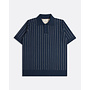 Benny Pinstripe Knitted Polo in Navy