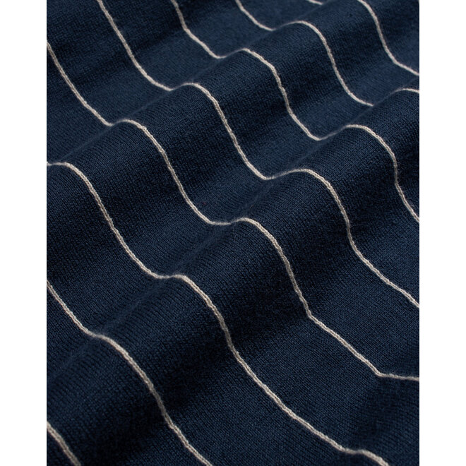 Benny Pinstripe Knitted Polo in Navy