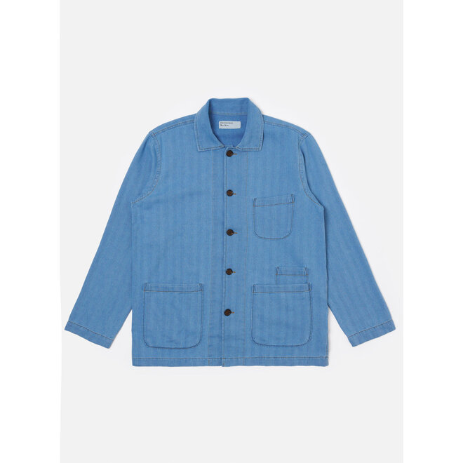 Bakers Overshirt in Washed Indigo Herringbone