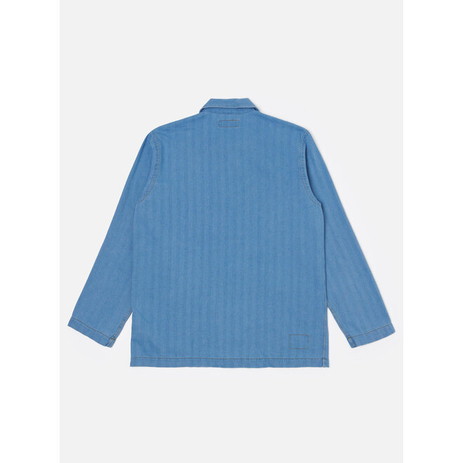 Bakers Overshirt in Washed Indigo Herringbone