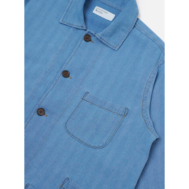 Bakers Overshirt in Washed Indigo Herringbone