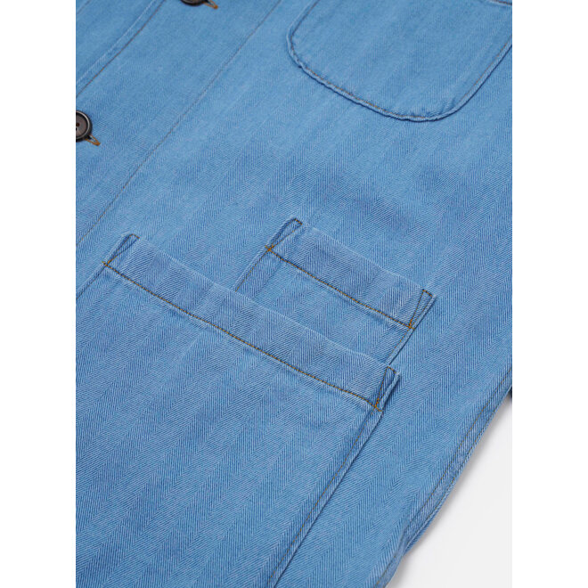 Bakers Overshirt in Washed Indigo Herringbone