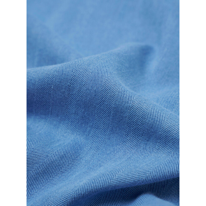 Bakers Overshirt in Washed Indigo Herringbone