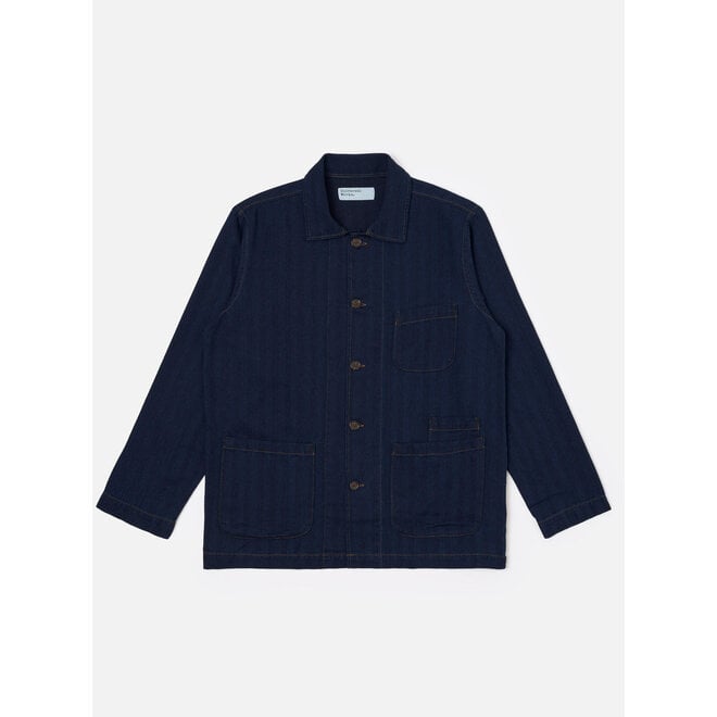 Bakers Overshirt in Indigo Herringbone