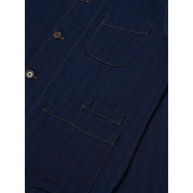 Bakers Overshirt in Indigo Herringbone