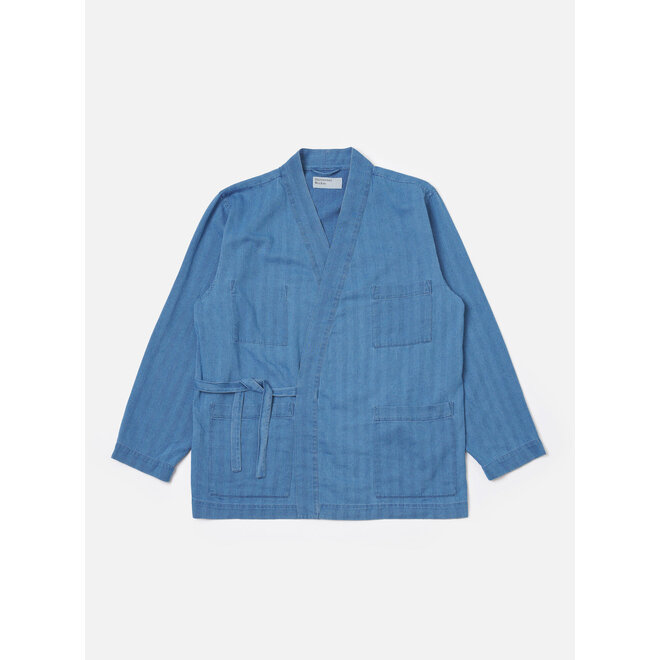 Kyoto Herringbone Work Jacket in Washed Indigo