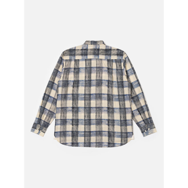 Square Pocket Window Panes Shirt in Navy