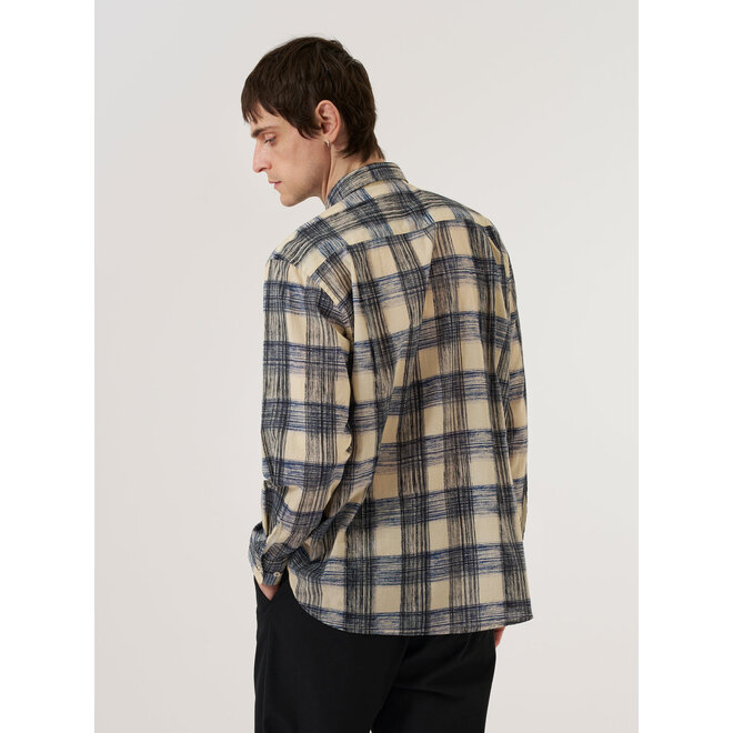 Square Pocket Window Panes Shirt in Navy