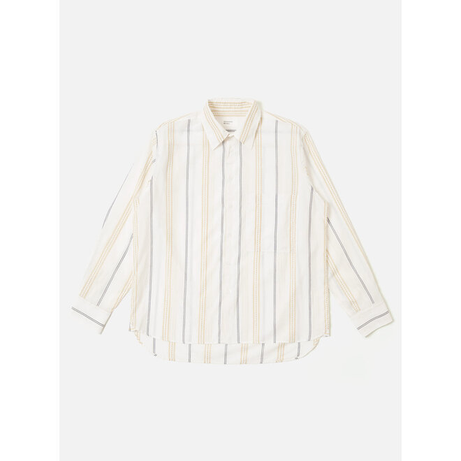 Square Pocket Shirt in Ecru/Navy/Sand