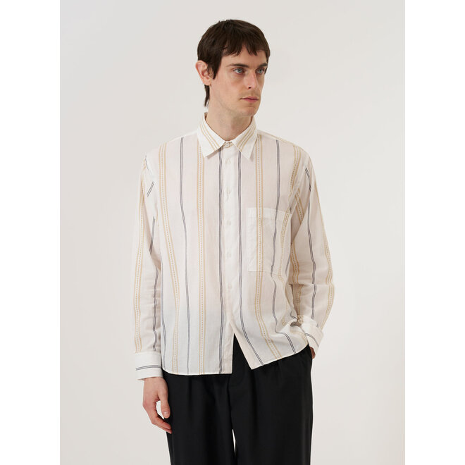 Square Pocket Shirt in Ecru/Navy/Sand