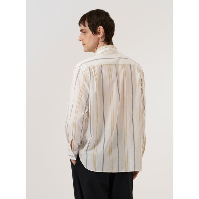 Square Pocket Shirt in Ecru/Navy/Sand