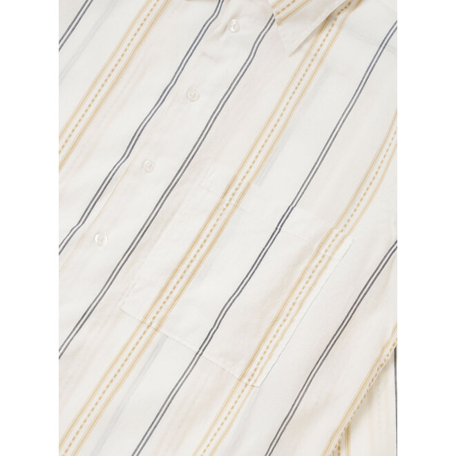 Square Pocket Shirt in Ecru/Navy/Sand