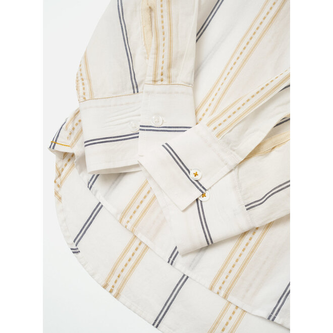Square Pocket Shirt in Ecru/Navy/Sand