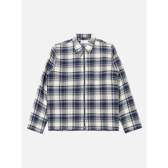 Plaid Zip Shirt in Navy