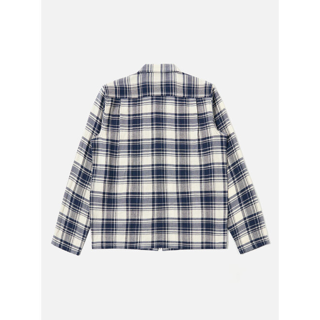 Plaid Zip Shirt in Navy
