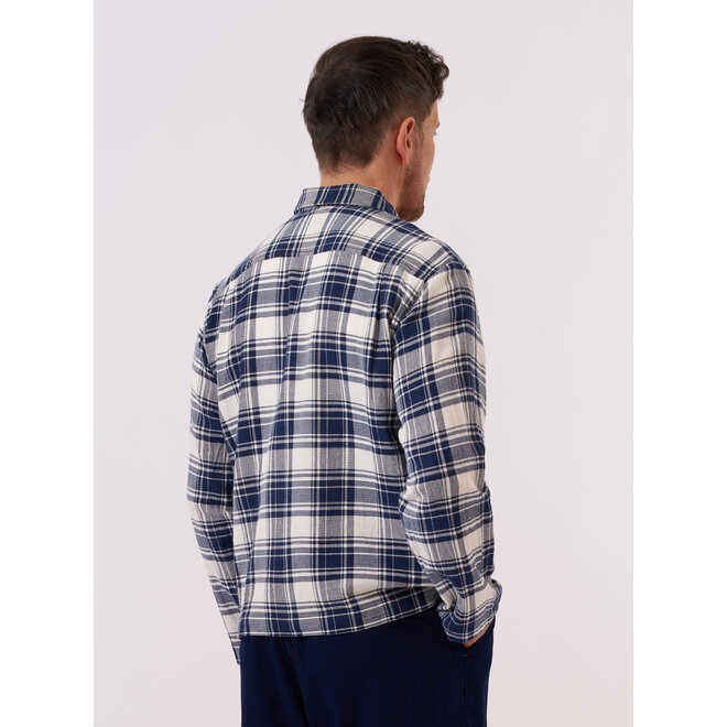 Plaid Zip Shirt in Navy