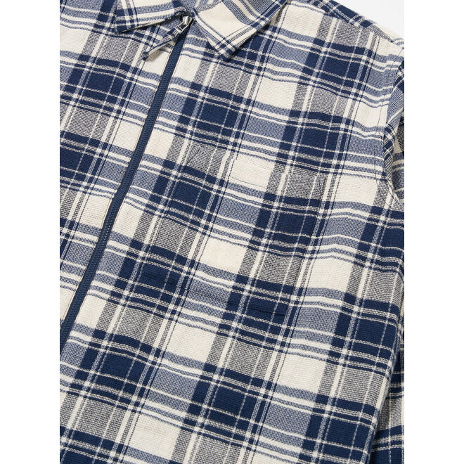 Plaid Zip Shirt in Navy