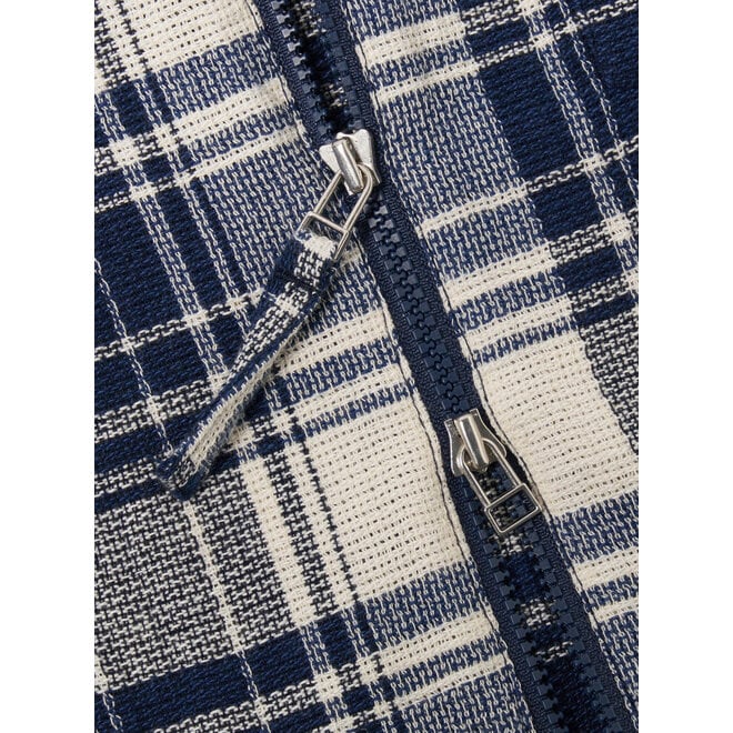 Plaid Zip Shirt in Navy