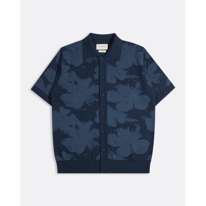 Zigger Knit Shirt in Navy