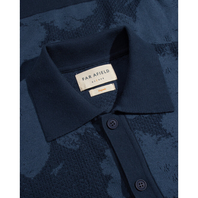 Zigger Knit Shirt in Navy