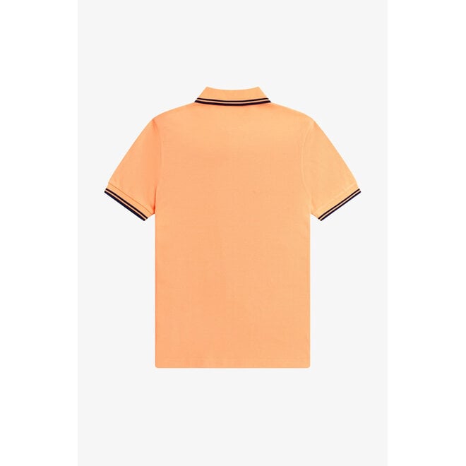 Twin Tipped Fred Perry Shirt in Peach/French Navy