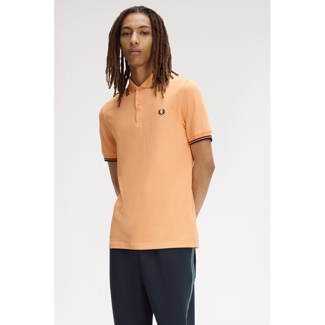Twin Tipped Fred Perry Shirt in Peach/French Navy