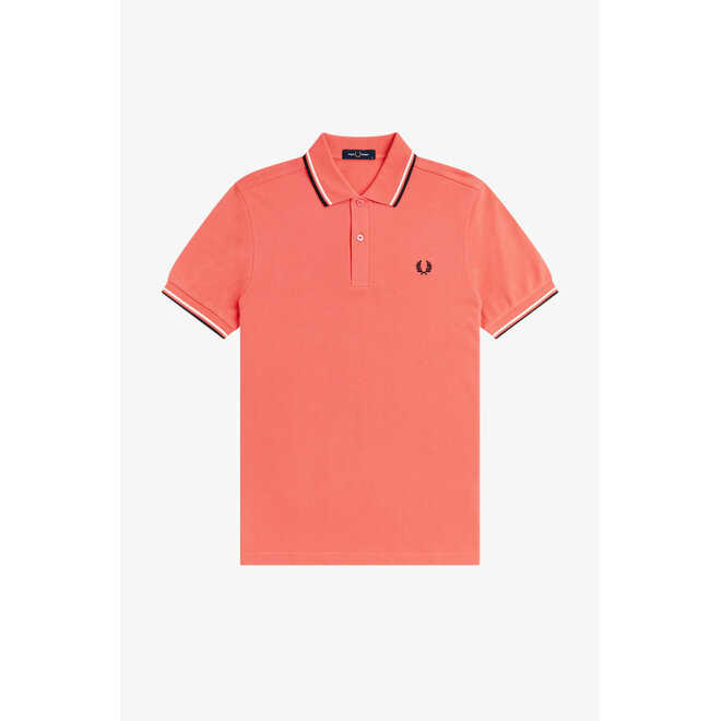 Twin Tipped Fred Perry Shirt in Strawberry Cream/Ecru/Black