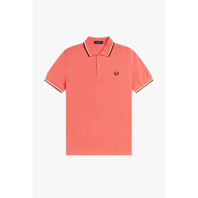 Twin Tipped Fred Perry Shirt in Strawberry Cream/Ecru/Black