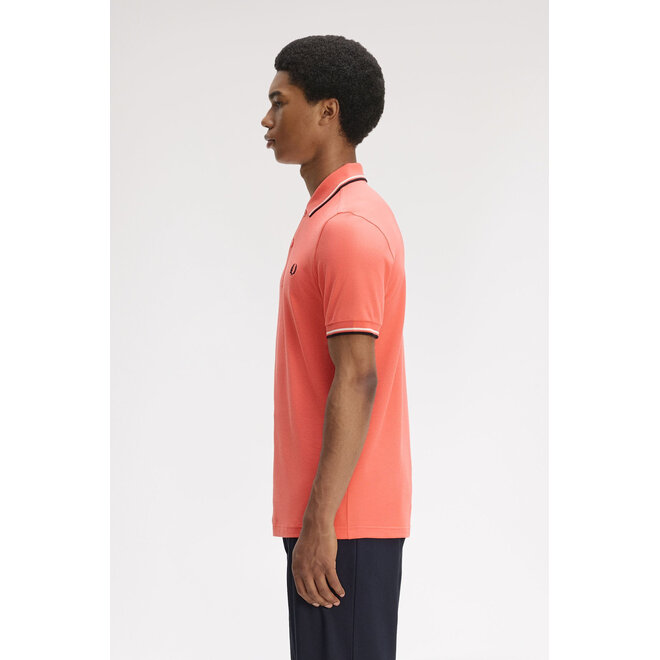 Twin Tipped Fred Perry Shirt in Strawberry Cream/Ecru/Black