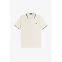 Twin Tipped Fred Perry Shirt in Ecru/Dusky Blue/French Navy