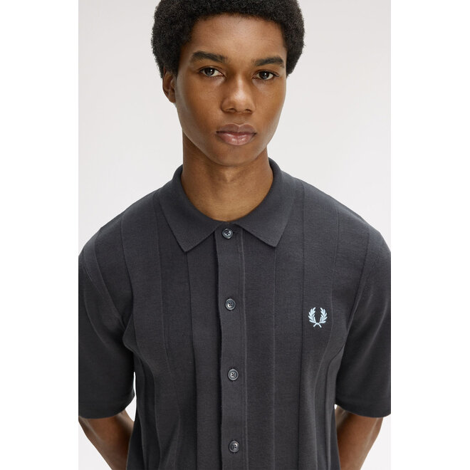 Tonal Vertical Stripe Shirt in Anchor Grey