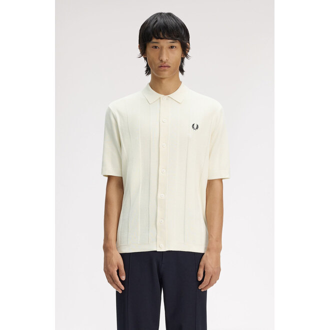 Tonal Vertical Stripe Shirt in Ecru