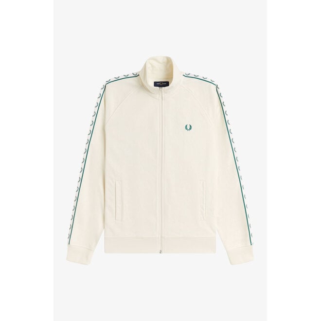 Contrast Taped Track Jacket in Ecru